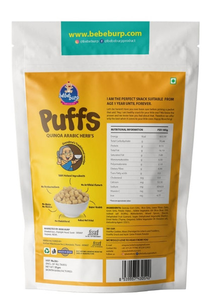 Bebe Burp Quinoa Arabic Herbs Puffs pack of 4 |140gm|0.31 lbs