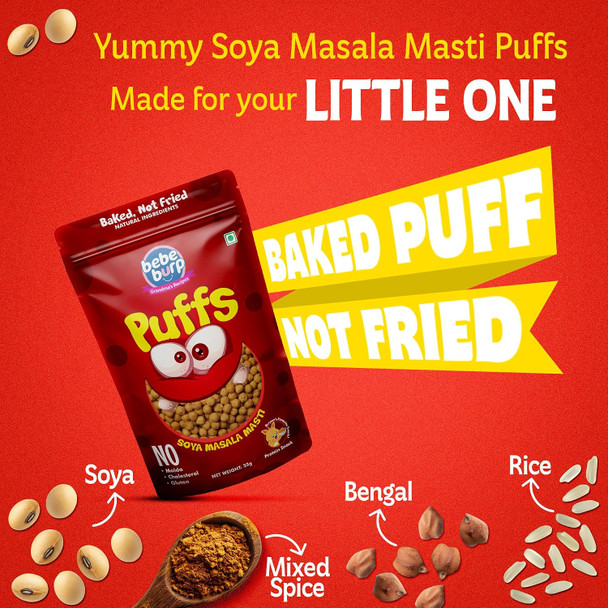 Bebe Burp Soya Masala Puffs pack of 4 |140gm|0.31 lbs