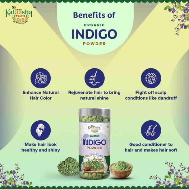 Kalaasha Organics - Organic Indigo Powder   |100gm|0.22 lbs