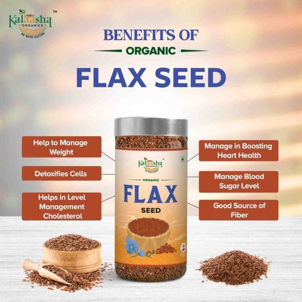 Kalaasha Organics - Organic Flax Seeds   |250gm|0.55 lbs