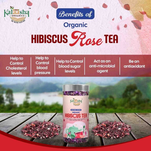 Kalaasha Organics - Hibiscus Rose Tea   |100gm|0.22 lbs