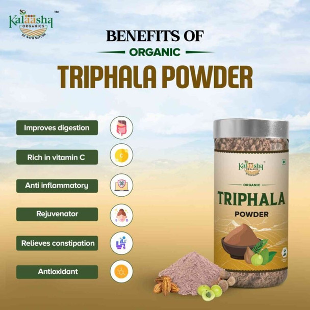 Kalaasha Organics - Triphala Powder   |100gm|0.22 lbs
