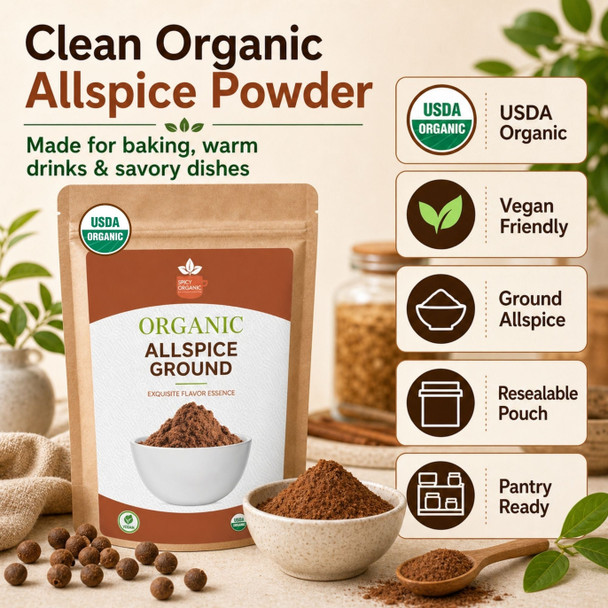 Spicy Organic – Organic Allspice Powder by Spicy Organic|227gm|0.5 lbs