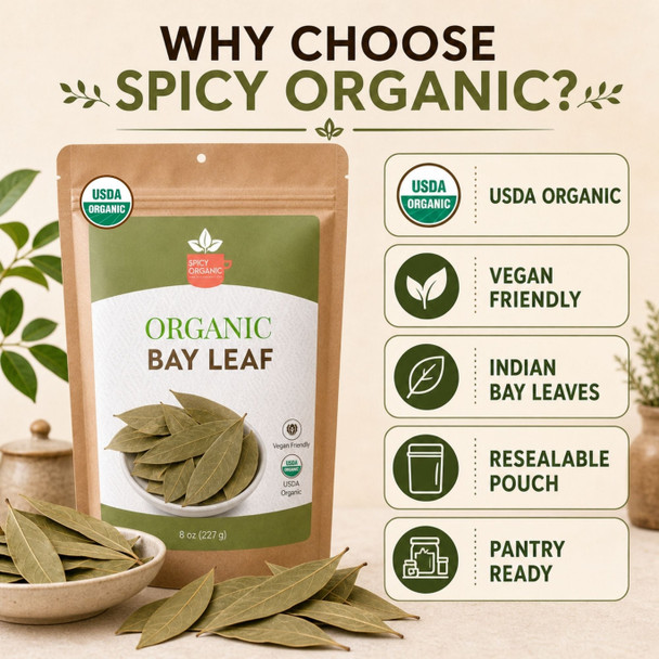 Spicy Organic – Organic Bay Leaves by Spicy Organic|113gm|0.25 lbs
