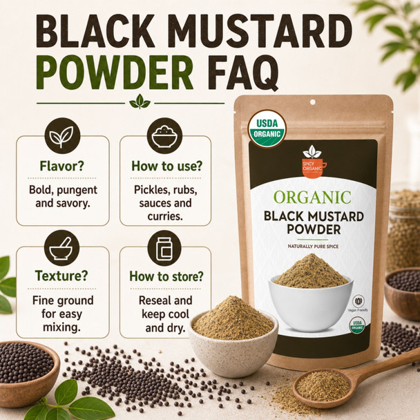 Spicy Organic – Organic Black Mustard Seed Powder by Spicy Organic|227gm|0.5 lbs