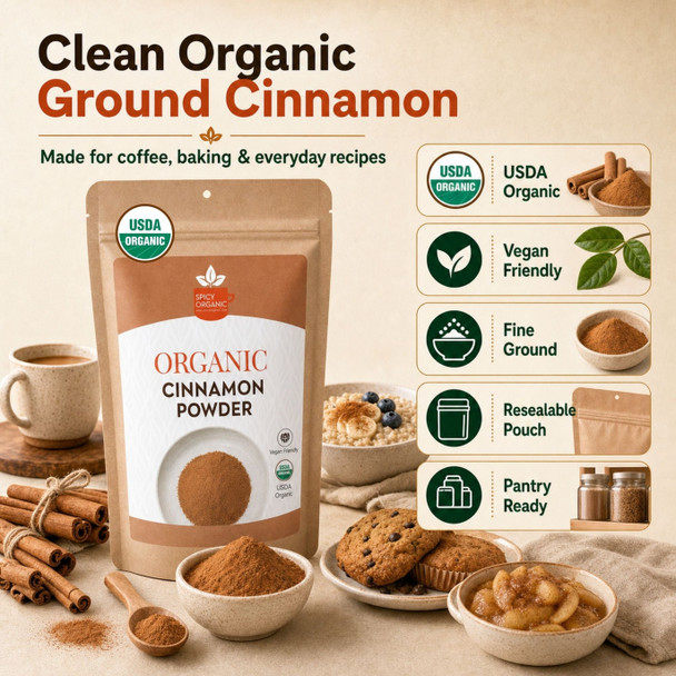 Spicy Organic – Organic Cassia Cinnamon Powder by Spicy Organic|113gm|0.25 lbs