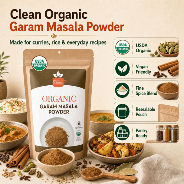 Spicy Organic – Organic Garam Masala powder by Spicy Organic|227gm|0.5 lbs