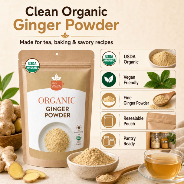 Spicy Organic – Organic Ginger Powder by Spicy Organic|113gm|0.25 lbs