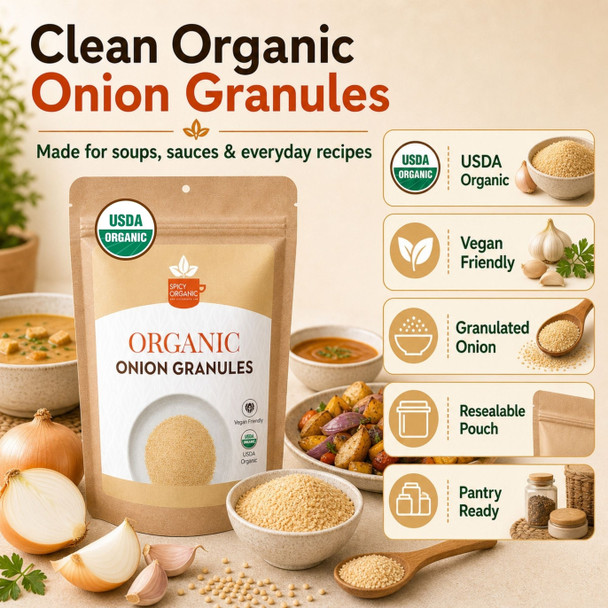 Spicy Organic – Organic Onion Granules by Spicy Organic|227gm|0.5 lbs
