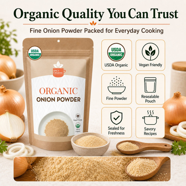 Spicy Organic – Organic Onion Powder by Spicy Organic|227gm|0.5 lbs