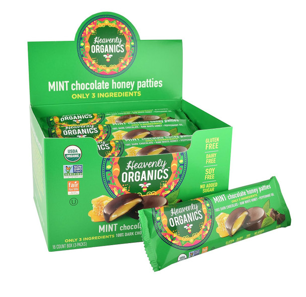 Heavenly Organics – Mint Chocolate Honey Patties pack of 16 by Heavenly Organics|556gm|1.23 lbs