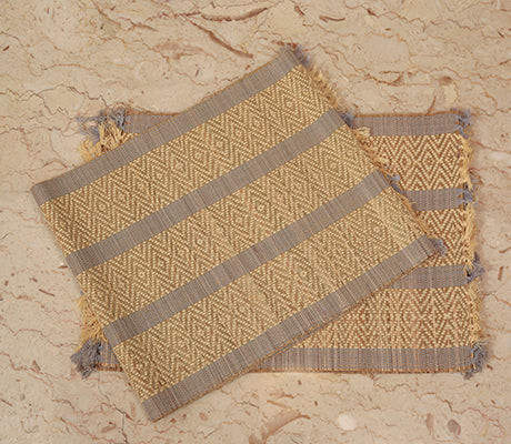 Artisan Soul  – Madur Kathi Table Mat with Runner – Yellow & Silver | 552gm | 1.22 lbs