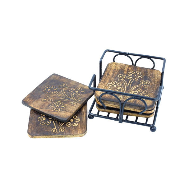 Natriel  Handmade Designer Wood Coasters Set Finish Table Decor, Serving, Home Decor Unique, Stylish, Gift Pack of 6 | 300gm | 0.66 lbs