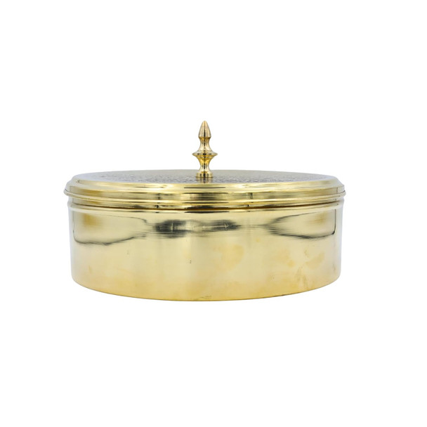 Natriel  Handcrafted Brass Spice Box Set with Spoon – 100% Pure Brass Masala Dabba for Kitchen | Elegant Masala Petti & Spice Container | 450gm | 0.99 lbs