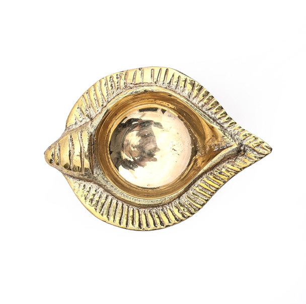 Natriel  Brass Akhand Shankh Diya, Gold Finish, Spiritual Décor | 156gm | 0.34 lbs