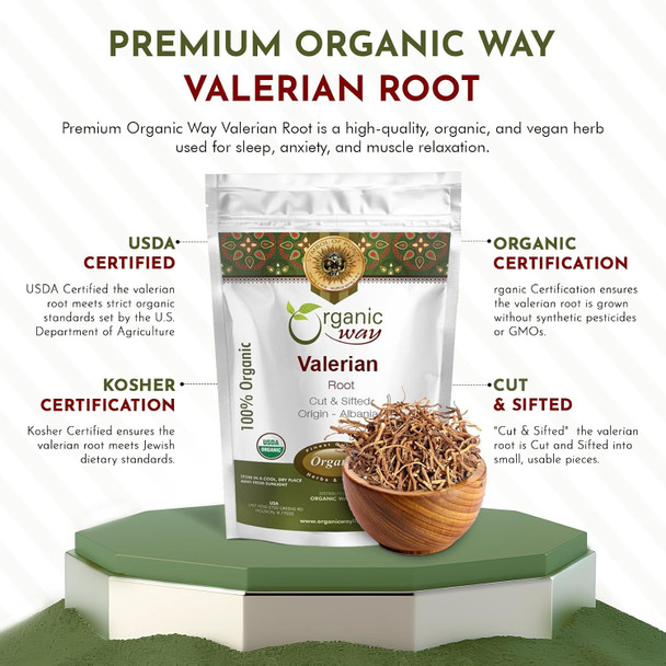 Organic Way - Valerian Root Cut & Sifted - Herbal Tea | 454gm | 1.0 lbs