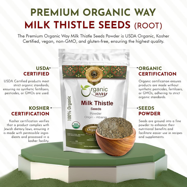 Organic Way - Milk Thistle Seeds Powder - Pure Botanical Powder | 113ml | 3.82 oz