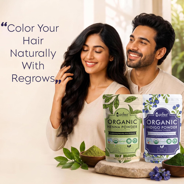 Regrows - Organic Henna & Indigo Powder Combo | 454gm | 1.0 lbs