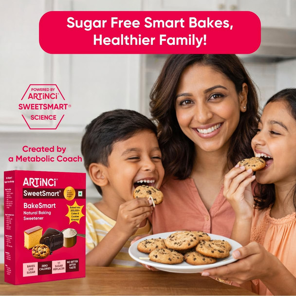 Artinci - BakeSmart Healthy Baking Sweetener |Stevia Sugar Free 1:1 Sugar Substitute for Cakes & Cookie | 340gm | 0.75 lbs