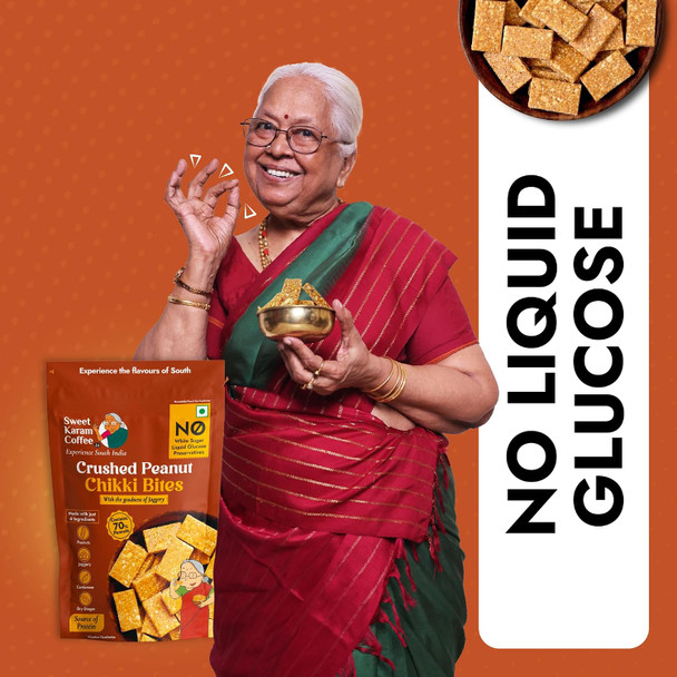 Sweet Karam Coffee - Crushed Peanut Chikki Bites No White Sugar or Preservatives |Jaggery Sweetened | 150gm | 0.33 lbs