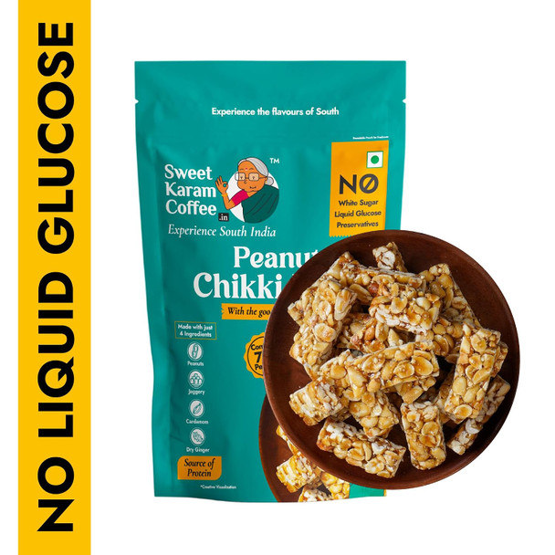 Sweet Karam Coffee - Peanut Chikki Bites -Rich in Protein & Fiber Jaggery Sweetened | 500gm | 1.1 lbs
