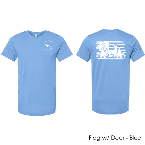 T-Shirts (Ultra Soft) Flag Deer Hunting Shirt Blue
