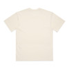 A plain cream T-shirt featuring short sleeves and a crew neck, with no visible design on the back.