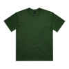 A plain green T-shirt with a round neckline and short sleeves, featuring a brand logo at the collar.