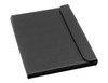 A black A4 portfolio with a flap closure, designed for office and business use.