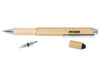 A bamboo stylus pen featuring silver accents, a ruler, and a removable cap. The design includes a spirit level.