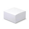 A white sticky cube measuring 70 x 70mm with 335 sheets. The product features rounded edges and a smooth surface.