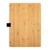 A bamboo A4 clipboard with a smooth surface and a black metal clip at the top.
