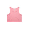 A pink crop singlet featuring a simple design and a tag label. The garment has no visible logos or branding.