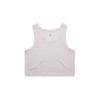 A light purple crop singlet featuring a simple design and a label inside. It has a logo on the tag.