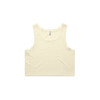 A light yellow crop singlet with a simple design and a logo on the label.