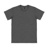A charcoal grey adult T-shirt featuring a round neck and short sleeves. It has a logo on the side.
