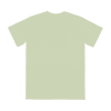 A light green adult t-shirt featuring a plain back with a logo on the upper area.