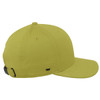 A yellow classic 6-panel cap with a curved brim and a branding logo on the side.