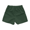 Youth rugby shorts in dark green with an elastic waistband and a logo. Suitable for sports activities.