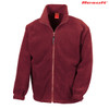 A maroon polar fleece full zip jumper featuring a high collar and a logo. Perfect for cooler weather.