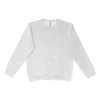 A light grey crewneck jumper with long sleeves and a simple design. It features a logo on the front.