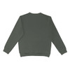 A green crewneck sweater with long sleeves and a plain back. It features a logo on the exterior.