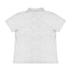A light grey ladies' polo shirt featuring a collar, short sleeves, and a logo.