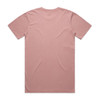 A faded pink t-shirt with a plain back and a logo.