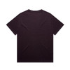A plain purple t-shirt with a relaxed fit and short sleeves, featuring a logo on the back.