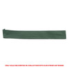 A green cotton hatband with a plain design, featuring a logo, suitable for straw hats.