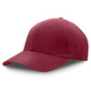 A maroon premium soft cotton cap with a curved peak and a fitted design, featuring a logo on the front.