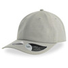 A light grey cap with a mid visor and a branded label on the side.