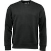 A dark green men's crew pullover jumper with a simple design and a logo on the label.