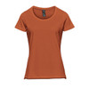 A short sleeve tee in a warm rust colour, featuring a round neckline and a logo. Perfect for casual wear.